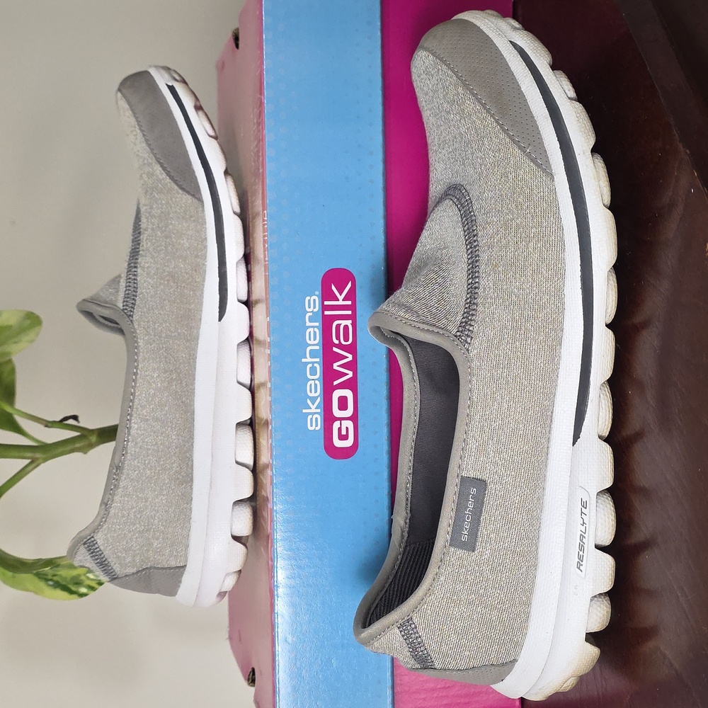 Skechers GOwalk Light Gray Slip-On Sneakers - Picture 2 of 5